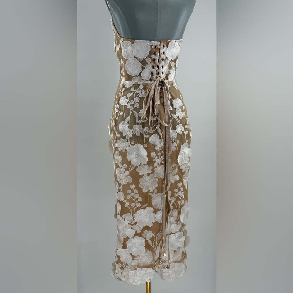 🆕 BRONX & BANCO 🧿 NWOT Jasmine Blanc Corset Midi Dress, Sz L US 8 - Picture 9 of 17